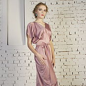 Одежда handmade. Livemaster - original item Dress evening pink long drape and belt. Handmade.