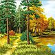 Картина из бисера "Осенний лес" вышивка, Картины, Обнинск,  Фото №1