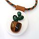Pendant from the skin of the Cactus with tiger eye and malachite. Necklace. Shagree (Shagree). My Livemaster. Фото №5
