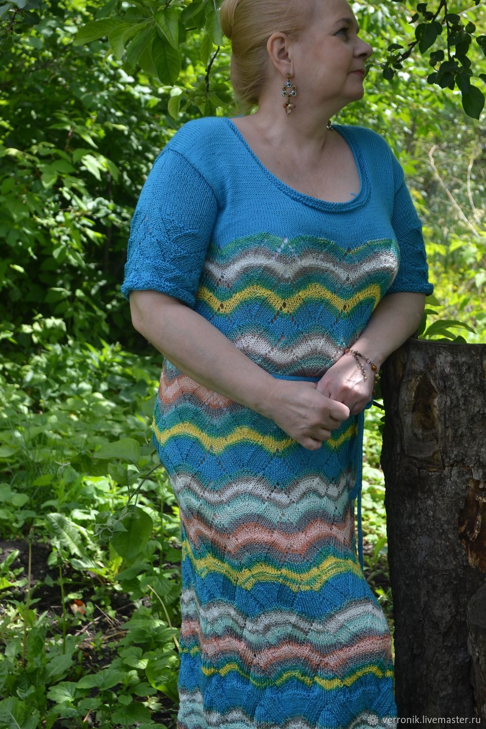 Clothing. dress knitted. Fair masters - handmade. Handmade dress. Dress casual. Knitted dress `A la Missoni`. Handmade. turquoise. Handmade.  Shop masters of Dominica.
