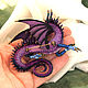 Broche de dragón 'leila'. Broche de perlas. Azul-violeta dragón. Brooches. master Alena Litvin. My Livemaster. Фото №4