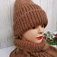 Order Set 'Winter' hat and snood corner, chocolate. Makushka_knits. Livemaster. . Headwear Sets Фото №3