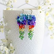 Украшения handmade. Livemaster - original item Small Flower Cluster Earrings handmade in rainbow colors. Handmade.