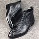 Ankle boots made of embossed alligator leather, in black. High Boots. SHOES&BAGS. My Livemaster. Фото №6