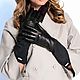 Size 7. Winter gloves made of genuine black leather and velour, Vintage gloves, Nelidovo,  Фото №1