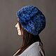 Blue knitted mink beret. Caps. National Brand. Online shopping on My Livemaster.  Фото №2