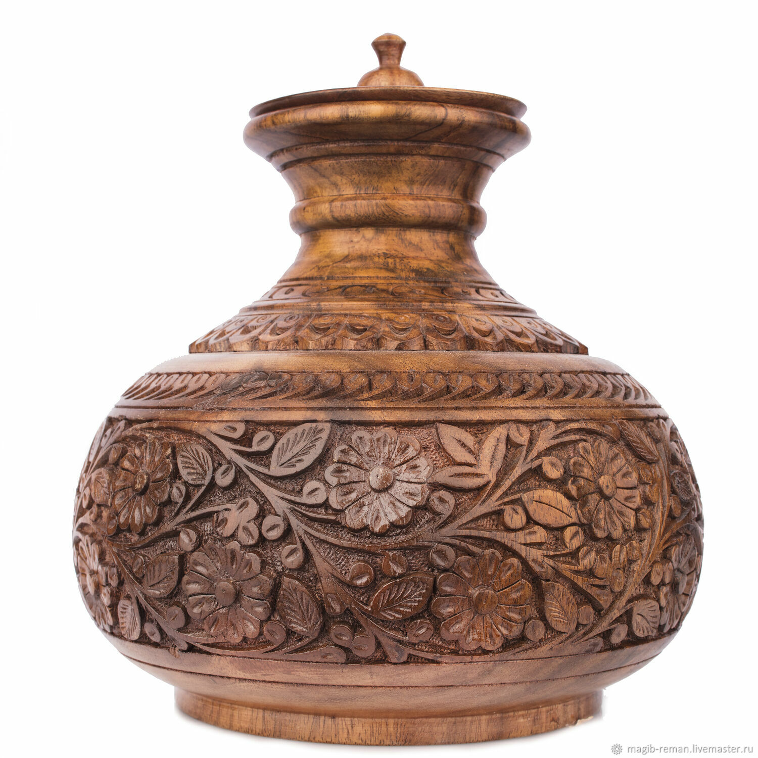 Кувшин деревянный, резной. Ручная работа. Красное дерево. Пакистан. в ...
