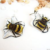 Украшения handmade. Livemaster - original item Transparent Bee Resin Earrings Yellow And Black Boho Jewelry. Handmade.