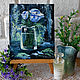 Order Blue Rose small oil painting  of flowers impasto palette knife. Art Gallery by Natlya Zhdanova. Livemaster. . Pictures Фото №3