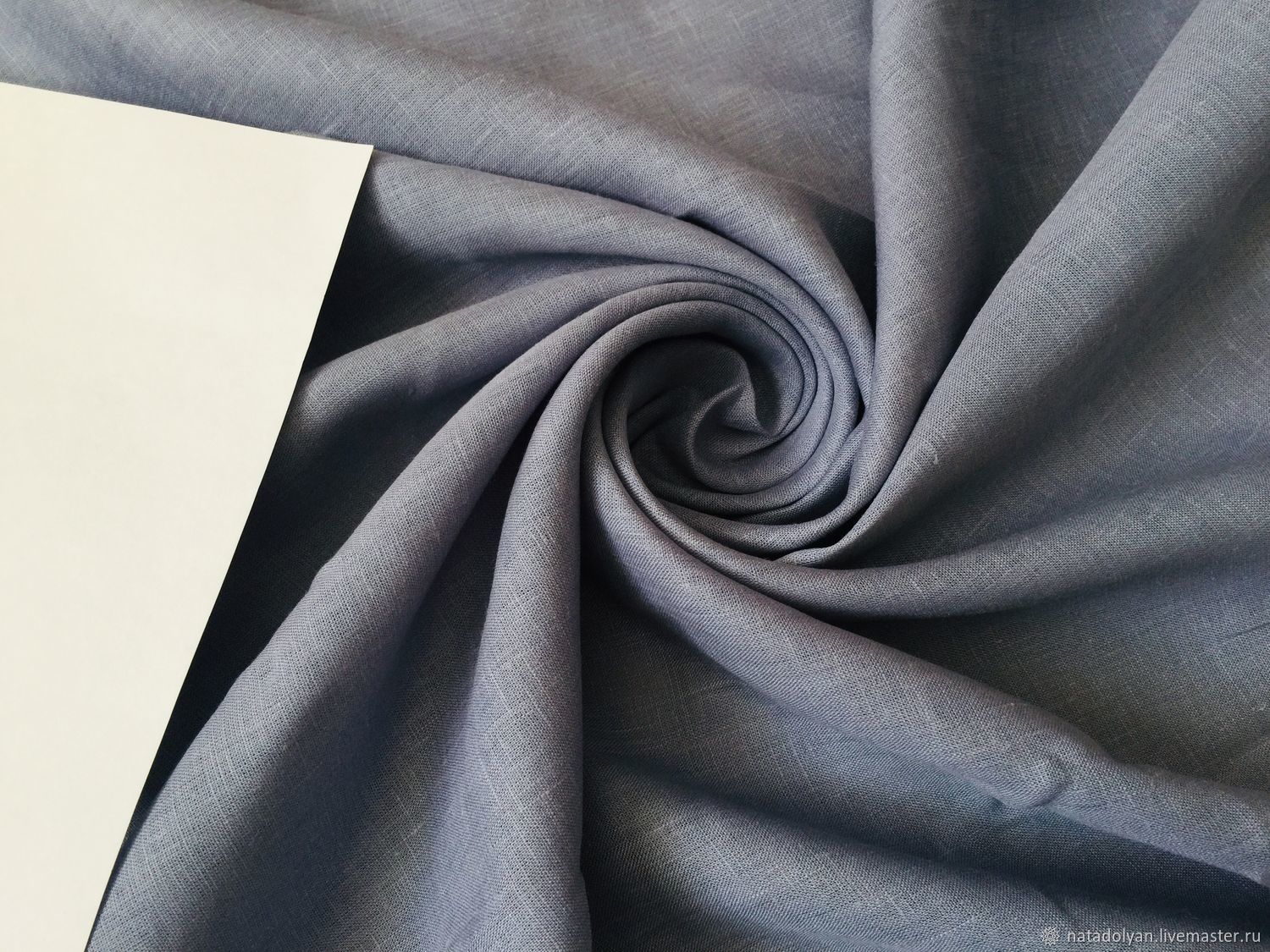 LINEN 100% fortieth ' GRAY-BLUE, Dusty blue', Fabric, Ivanovo,  Фото №1