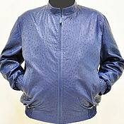 Мужская одежда handmade. Livemaster - original item Men`s jacket, made of genuine ostrich leather, in blue.. Handmade.