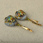 Украшения handmade. Livemaster - original item Earrings with glass frogs brass lampwork. Handmade.