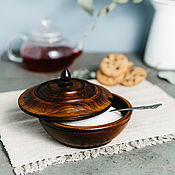 Посуда handmade. Livemaster - original item Wooden cedar sugar bowl for honey, salt, spices #K49. Handmade.