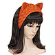 Headband with Fox ears, knitted for red hair. Bandage. Space Cat Knitting. My Livemaster. Фото №4