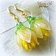 Earrings 'Yellow flower'. Earrings. Red Rose. Online shopping on My Livemaster.  Фото №2