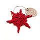 Snowflake red 7 cm voluminous knitted, Christmas decorations, Moscow,  Фото №1