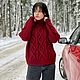  Women's sweater with a neck knitted bordeaux to order, Jumpers, Yoshkar-Ola,  Фото №1