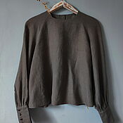 Одежда handmade. Livemaster - original item Linen shirt with long sleeves coffee. Handmade.