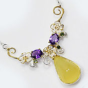 Украшения handmade. Livemaster - original item Necklace with Mexican opal, amethysts and chrome diopsides. Handmade.