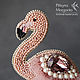 Брошь птица. Фламинго из бисера и бусин Swarovski, пыльная роза. Брошь-булавка. Птицына Маргарита. Ярмарка Мастеров.  Фото №4