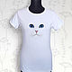 Order White cat t-shirt. decades. Livemaster. . T-shirts Фото №3