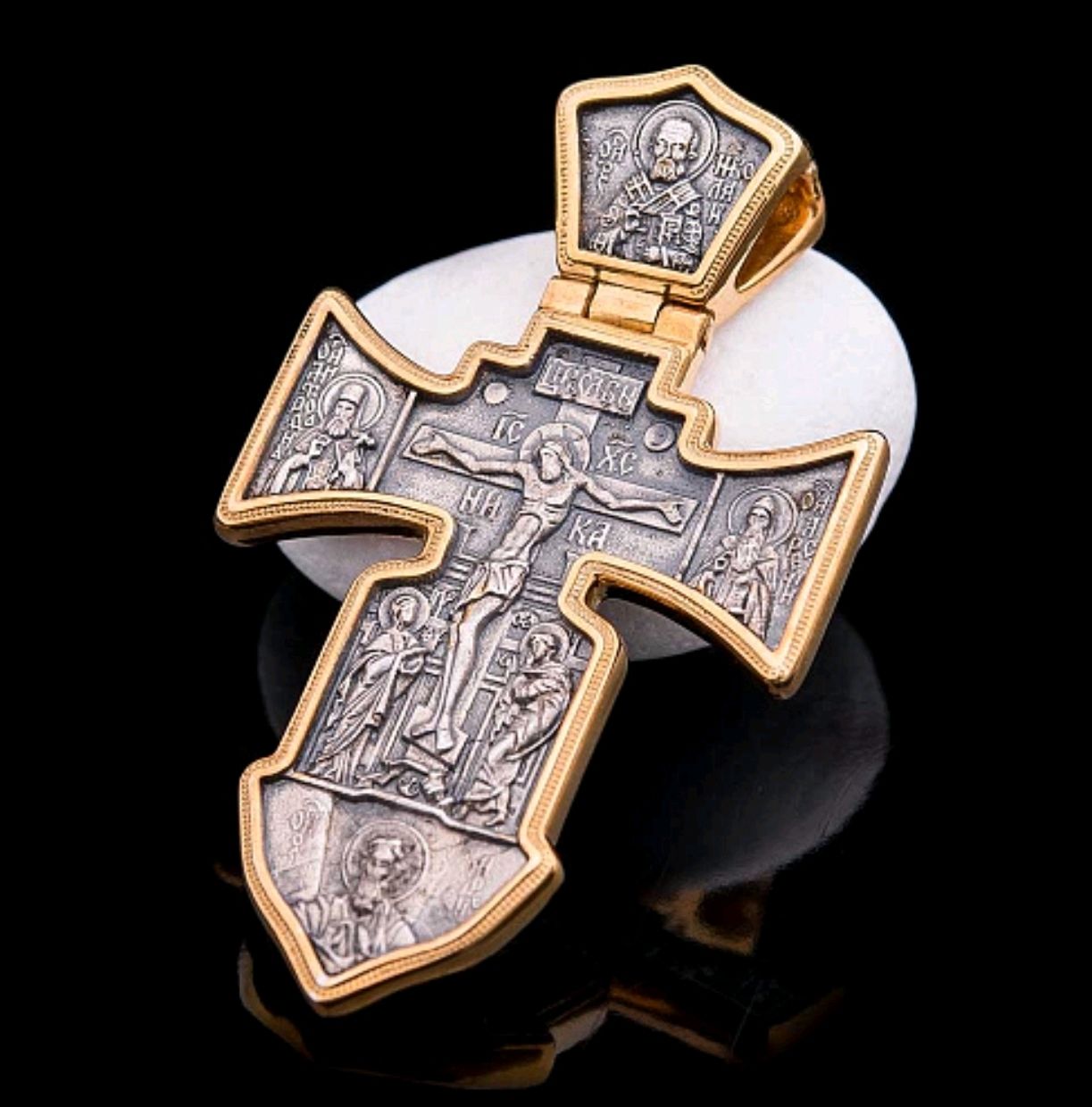 Крестики серебряные с золотом. Акимов крест Распятие ангел хранитель. Крест нательный Акимов серебро.