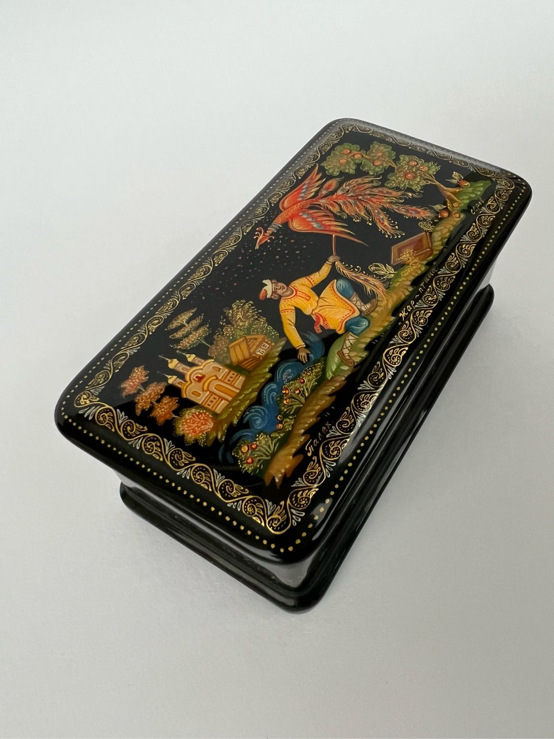 Шкатулка лаковая миниатюра «Жар-птица» Палех ( Ручная роспись) в ...