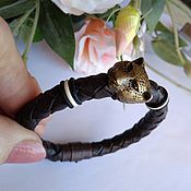 Украшения handmade. Livemaster - original item Leather bracelet BARS, braided, black.. Handmade.