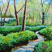 Картины и панно handmade. Livemaster - original item Oil painting Spring in the Elenovsky forest. Handmade.