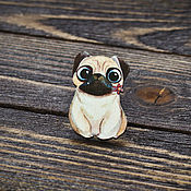 Украшения handmade. Livemaster - original item Wooden icon Cute Pug. Handmade.