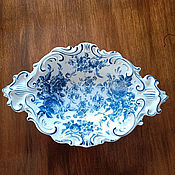 Винтаж handmade. Livemaster - original item Decorative vintage plates: A dish with blue roses .       roses. Handmade.