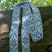 Русский стиль handmade. Livemaster - original item Belt Alatyr 4 white and blue. Handmade.