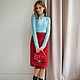 Order Cherry corduroy skirt, burgundy skirt with slit and pockets. mozaika-rus. Livemaster. . Skirts Фото №3