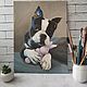 Oil painting in frame. Portrait of a Boston Terrier dog. Pictures. Verana-art. Online shopping on My Livemaster.  Фото №2