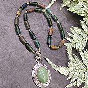 Украшения handmade. Livemaster - original item Natural Moss Agate necklace with pendant. Handmade.