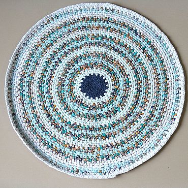 Для дома и интерьера ручной работы. Ярмарка Мастеров - ручная работа Коврик круглый вязаный 52 см хлопок. Handmade.