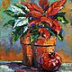 Garnet and Poinsettia oil painting Painting red flower, Pictures, Moscow,  Фото №1