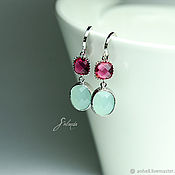 Earrings with moonstone and spinel