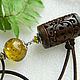Amber. Pendant 'Powerful' amber silver polymer steel, Pendants, Moscow,  Фото №1