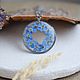 Pendant with forget-me-nots. Transparent jewelry with real flowers, Pendants, Moscow,  Фото №1