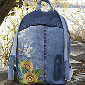 Сумки и аксессуары handmade. Livemaster - original item Backpack Denim Youth Embroidered Roomy Boho Backpack. Handmade.