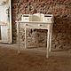 Elegant white drawer on turned legs. Made of natural wood. Hand-carved in the shape of a medallion in the center and delicate patterns on the legs gives the Secretary the individuality and nobility. S