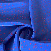 Материалы для творчества handmade. Livemaster - original item Fabric: Silk crepe de chine red polka dots on blue. Handmade.