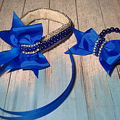 Работы для детей, handmade. Livemaster - original item A set of a ribbon in a hairstyle and a bracelet. Handmade.