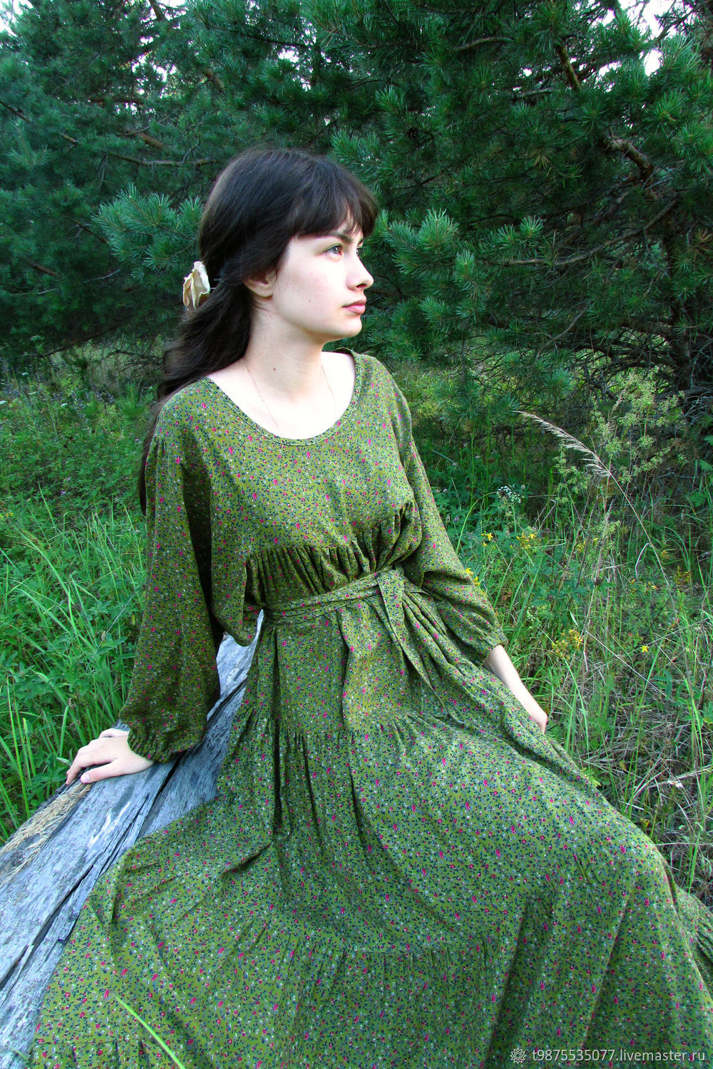 Мягкий Лён > Платье из Вареного льна Лес купить в интернет-магазине