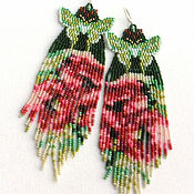 Украшения handmade. Livemaster - original item Earrings-brush: Beaded Butterfly Earrings, Long Tassels. Handmade.
