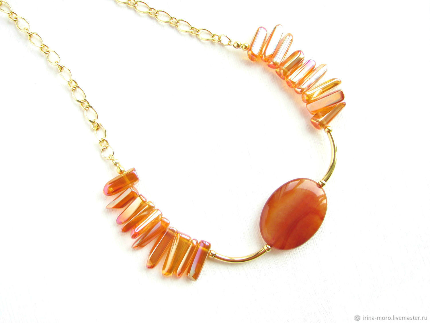 Necklace with quartz "Amber radiance" orange necklace – купить на ...
