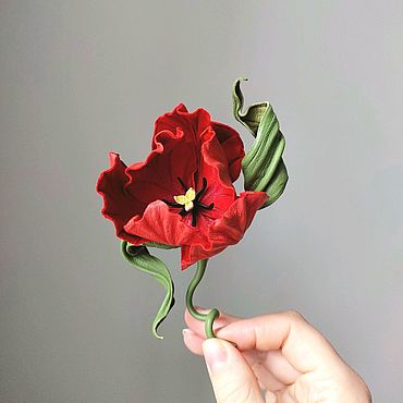 Брошь Счастливый Тюльпан из кожи и замши. . Украшения ручной работы - Ярмарка Мастеров Украшения ручной работы. Ярмарка Мастеров - ручная работа Брошь Счастливый Тюльпан из кожи и замши. Handmade.