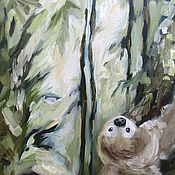 Картины и панно handmade. Livemaster - original item Sloth Oil Painting 30 x 40 cm Tropics Jungle Brazil. Handmade.