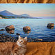 Oil painting 'Sit by the sea in the evening', ,90-55. Pictures. Zhanne Shepetova. My Livemaster. Фото №6